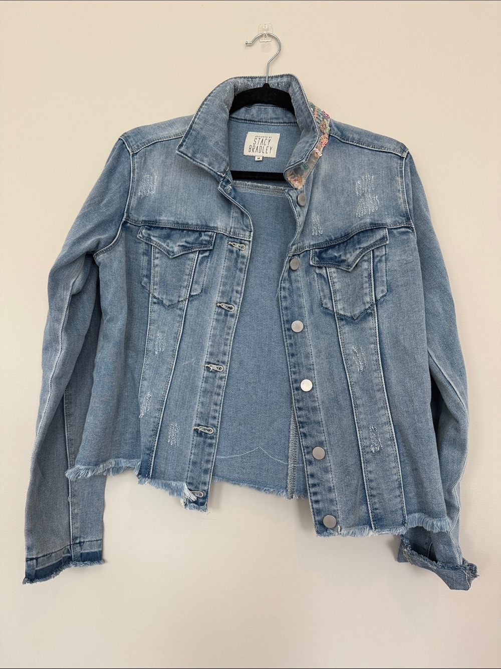 Embroidered Patchwork Denim Jacket - Multicolor Back Panel - Picture 2 of 3